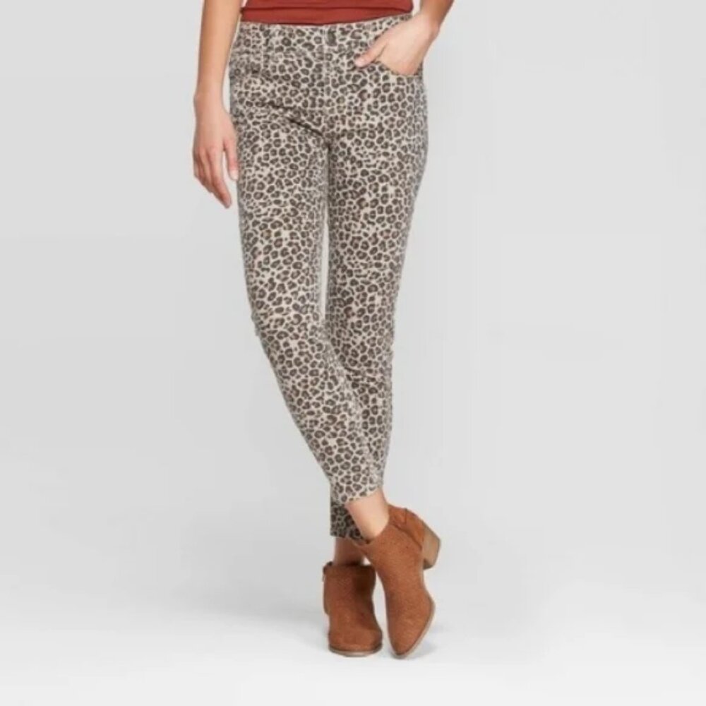 Knox Rose Animal Print Elastic Waist Ankle Jeans | Jeggings